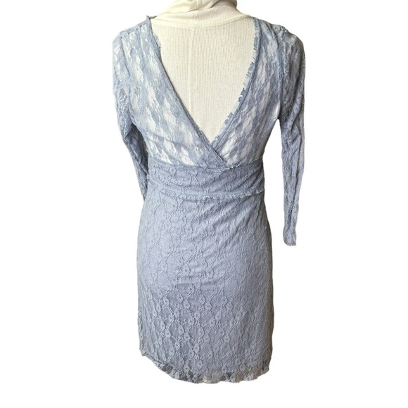 Free people when in Rome slip Dress Deep V Neck Sheer Long Sleeve Lined Soft Med - Picture 5 of 7